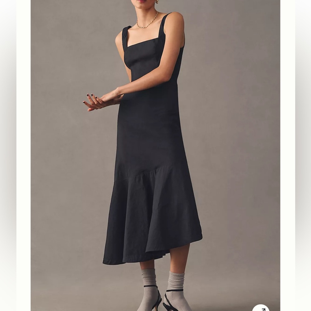 Anthropologie The Ariana Square-Neck
Asymmetrical Ruffle-Hem Dress